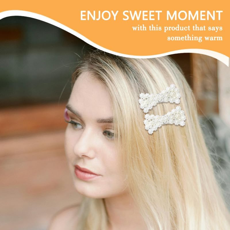 Pearl Hair Clips Hair Bow Barrettes for Girls Women Elegant Bowknot Hair Clip Pearl Bobby Pins for Hair Wedding Bow Hair Clips 6Pcs Fashion Hair Accessories for Women image number 1