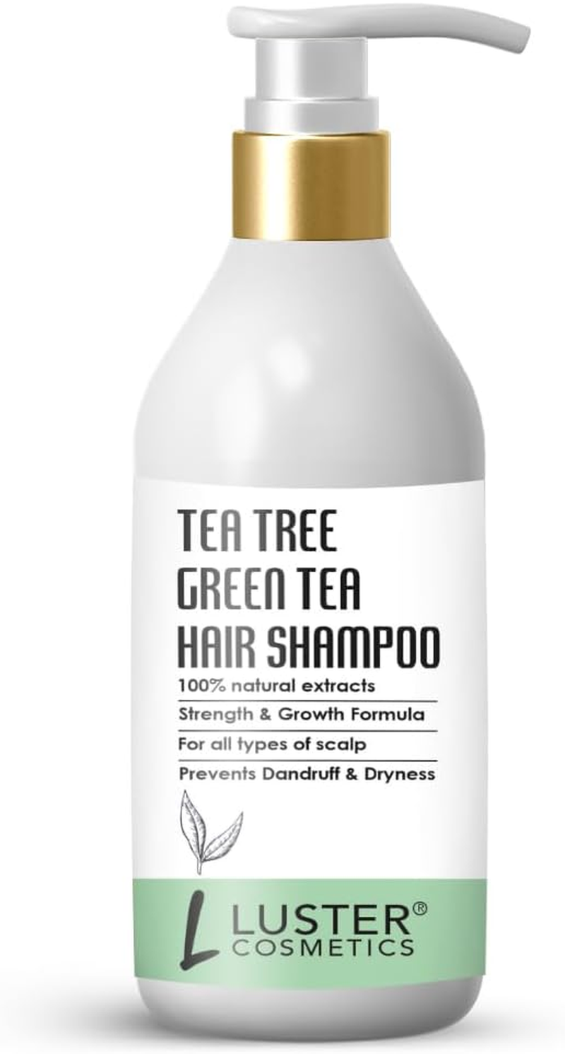 Tea Tree & Green Tea Hair Shampoo | Made with Organic Ingredients | Dandruff & Hair Fall Control Shampoo | Strength & Growth Formula | Shampoo for Women and Men | No Sulfate - 300Ml image number 3