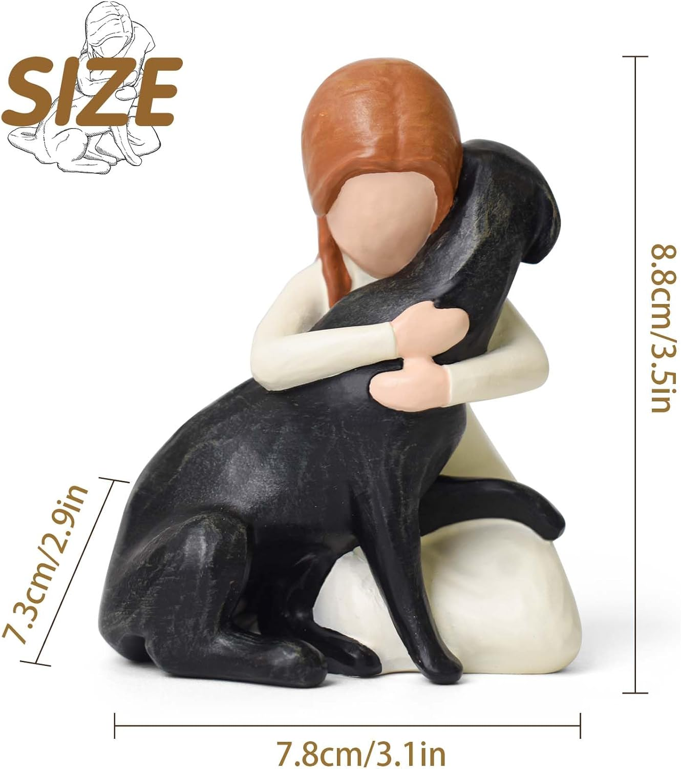 DUMING-IN Dog Memorial Gifts, Hand-Painted Dog Angel Figurines, Loss Sympathy Remembrance Gift, Dog Lovers Gifts for Men Women (Black)