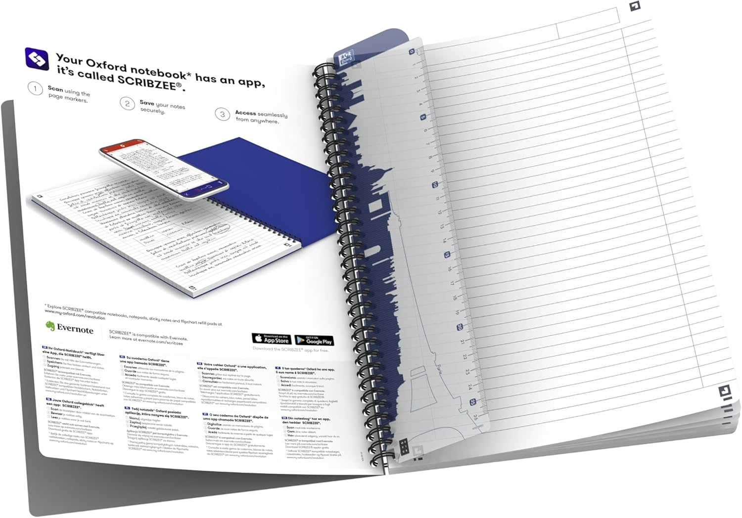 Oxford Urban, Office Notebook A4, 100 Pages, 7Mm Lined, Twin-Wire, Blue image number 1