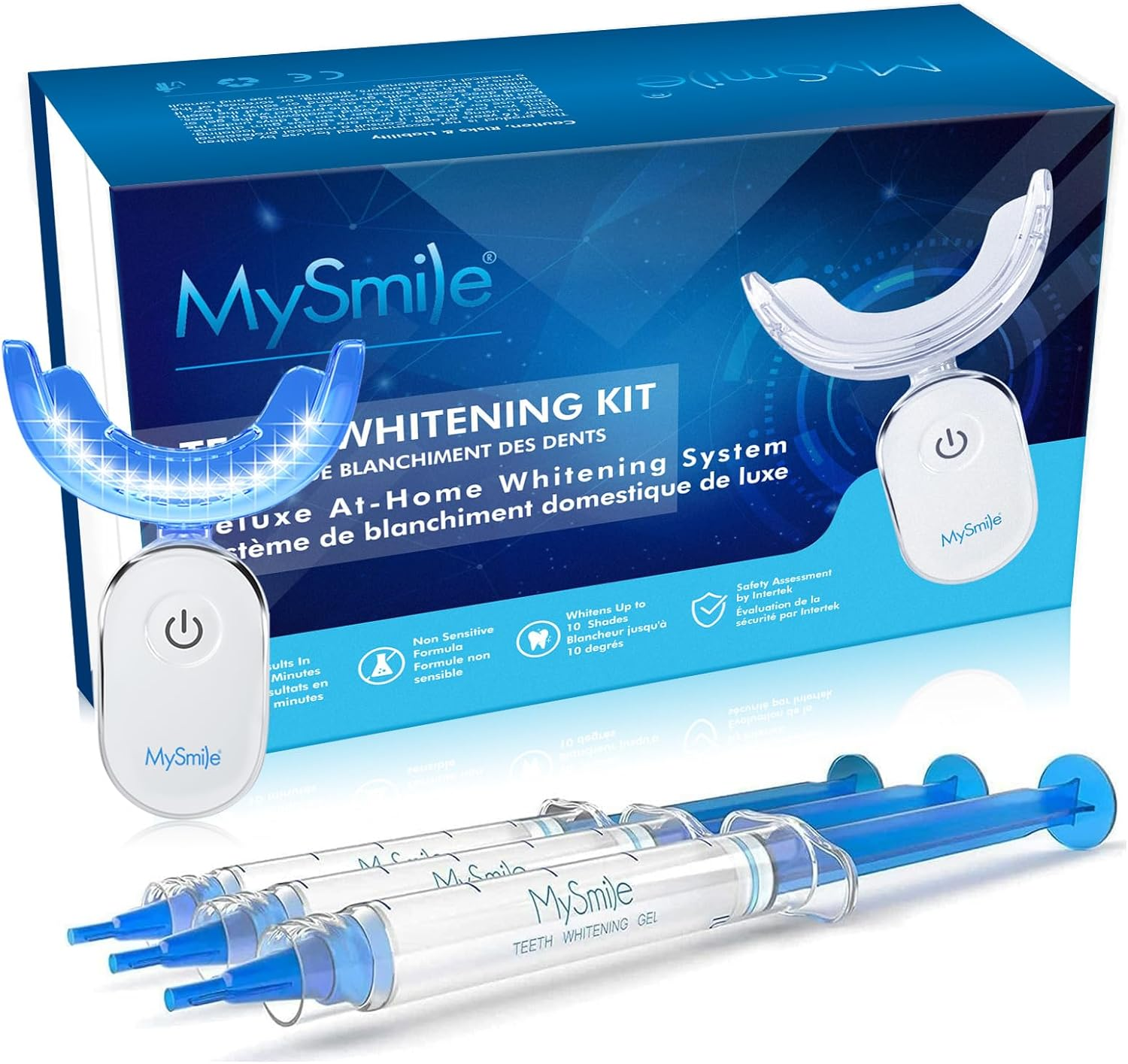 Mysmile Teeth Whitening Kit with 5LED Light, 10 Min Non-Sensitive Fast Teeth Whitener, 3 Packs 3Ml Whitening Gel, Removes Stains from Coffee, Wine, Soda, Food image number 3