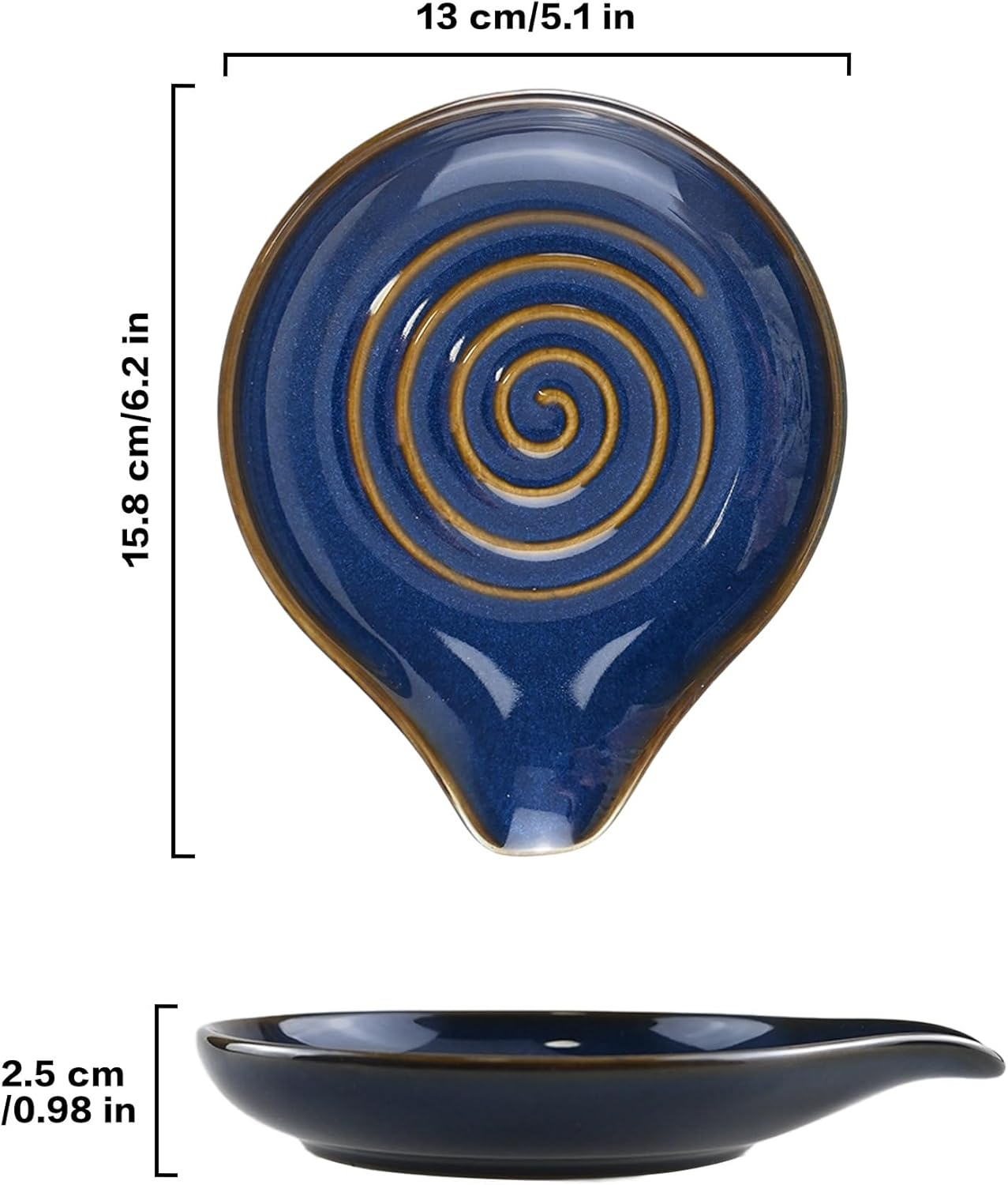 Spoon Rest for Kitchen Counter, Large Heat Resistant Spoon Holder for Stove Top Countertop, Utensil Rest for Cooking,Coffee Spoons, Spoons, Ladles, Spatulas, Tongs, Dishwasher Safe (Blue) - White image number 4