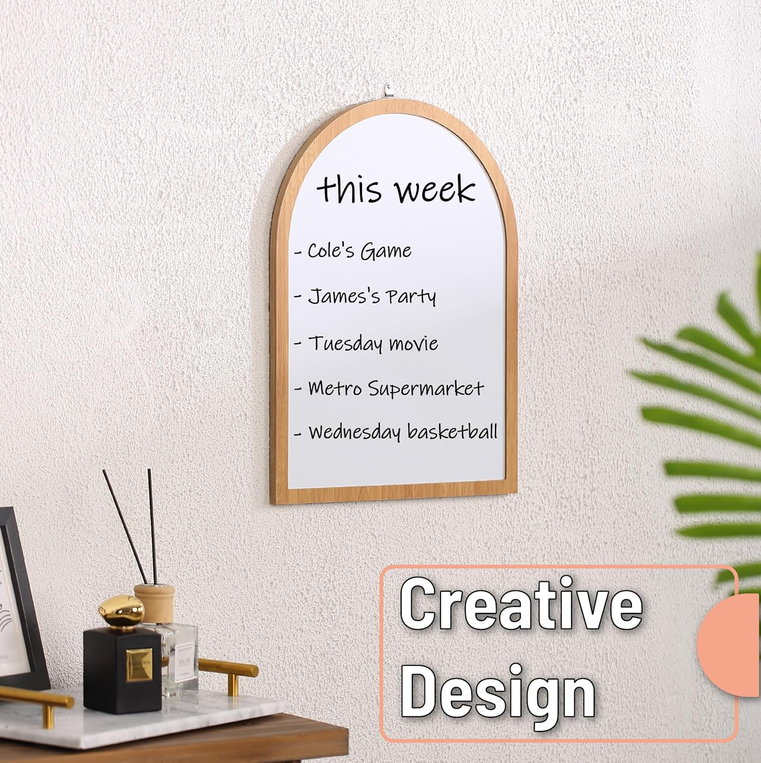 Mr. Pen- Dry Erase Board, 16" X 12", Wooden Frame, Boho Design, Small White Board, White Board for Kids, White Board for Students, Small Dry Erase Board, Mini White Board image number 1