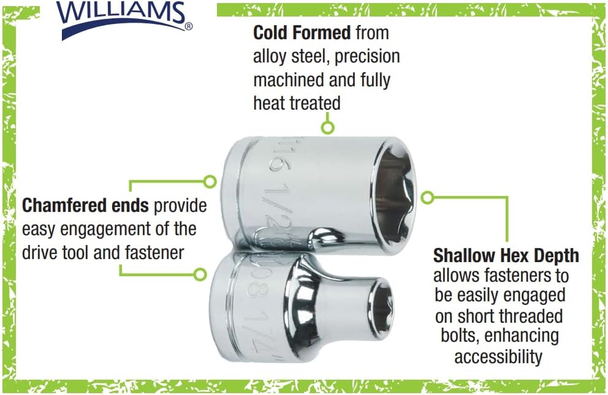 Williams MSB-12HRC 12-Piece 3/8-Inch Drive Metric Shallow 6 Point Socket Set image number 3