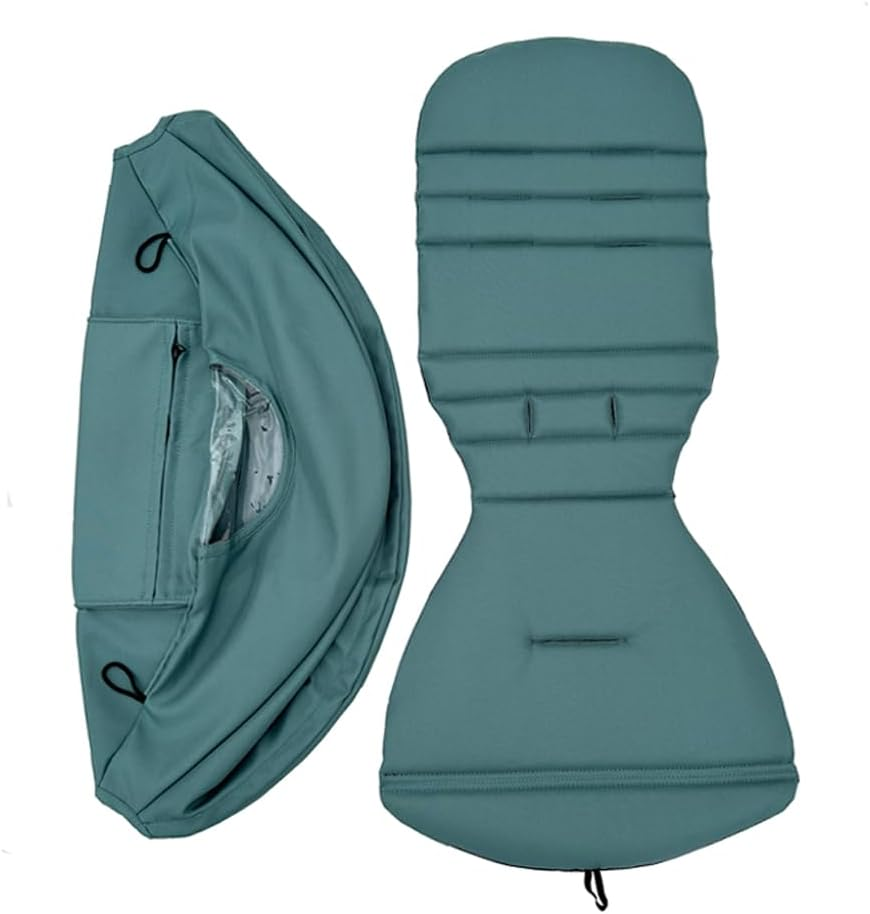 Baby Stroller Seat Cushion and Canopy Compatible with Babyzen YOYO 2 and YOYO+, Pushchair Accessories Replacement Kit, Waterproof Double-Layer Fabric (Aqua Blue)