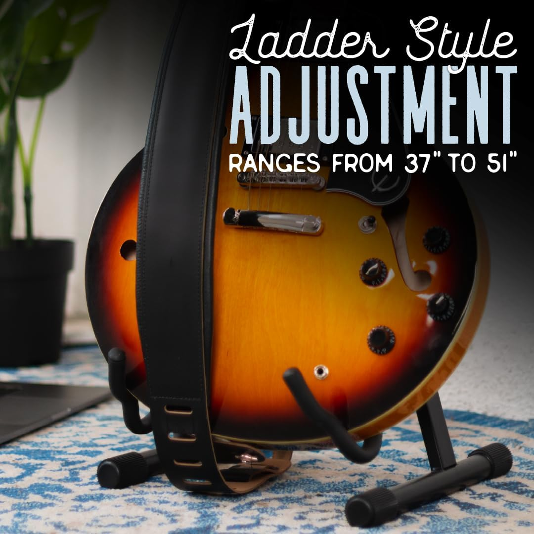 Levy'S Leathers Top Grain Leather Guitar Strap, 3-Inch Wide, Black image number 5