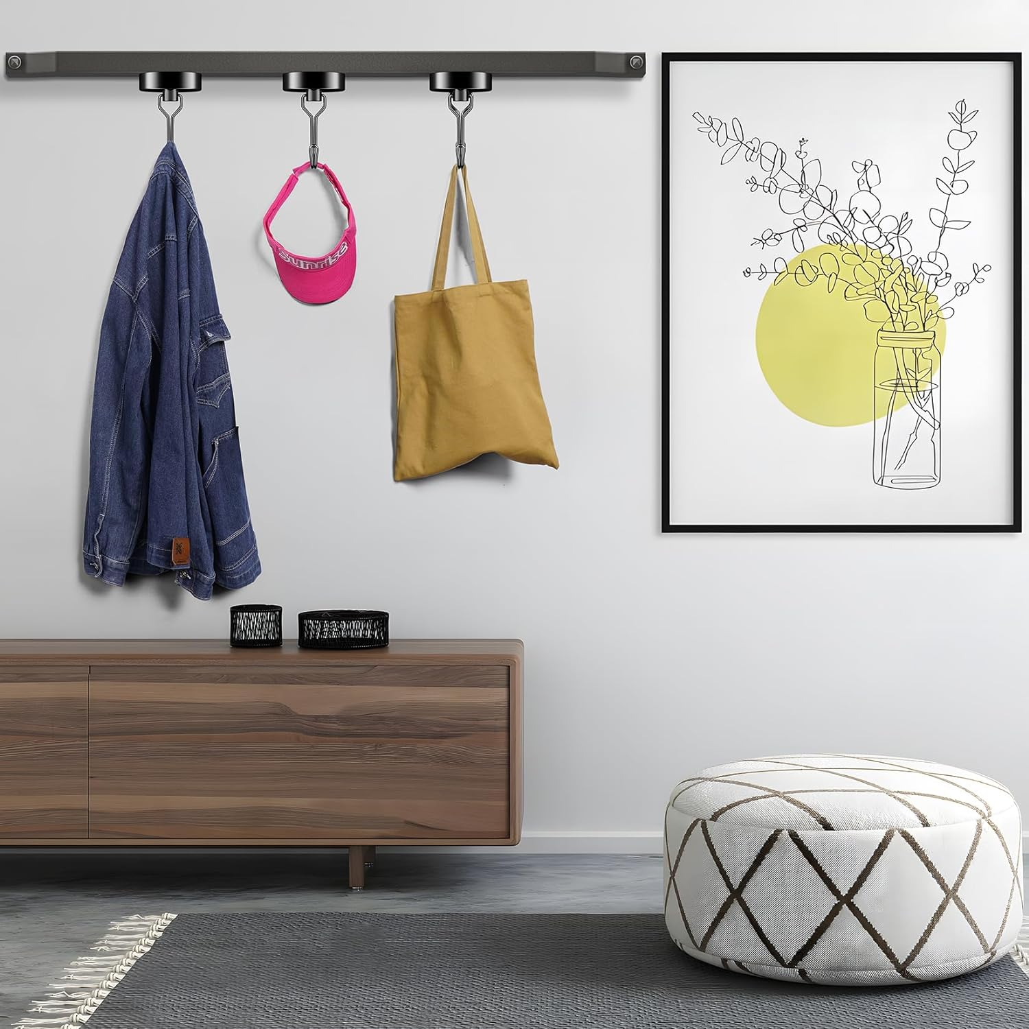 Grtard 10 Pack Black Magnetic Hooks 35 LBS Heavy Duty Neodymium Magnet Hook, Strong Swivel Swing Magnetic Hooks, Magnet with Hooks for Hanging, Home, Office, Classroom, Locker, Workplace image number 3