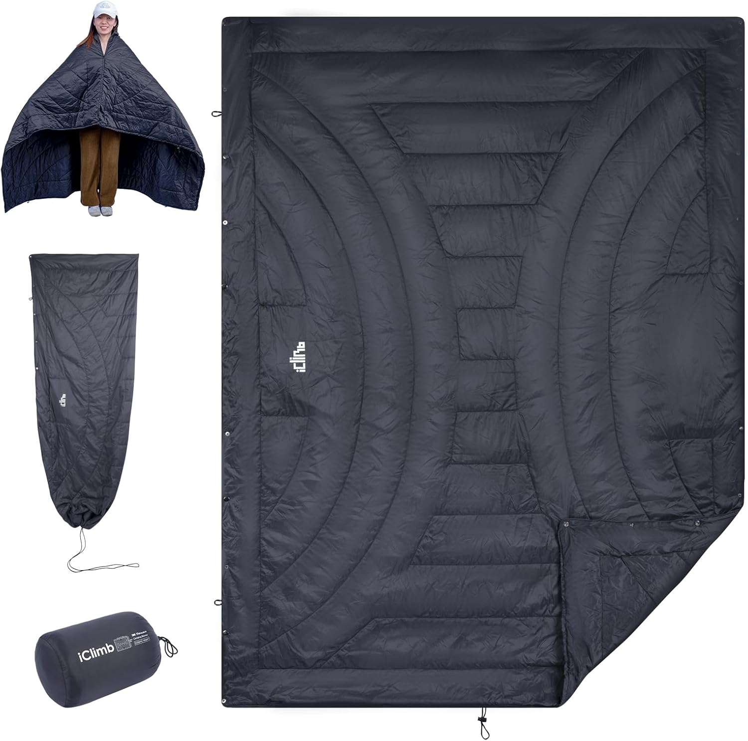 Iclimb 3M Thinsulate Insulation Warm Camping Blanket Ultralight Compact (Dark Grey)