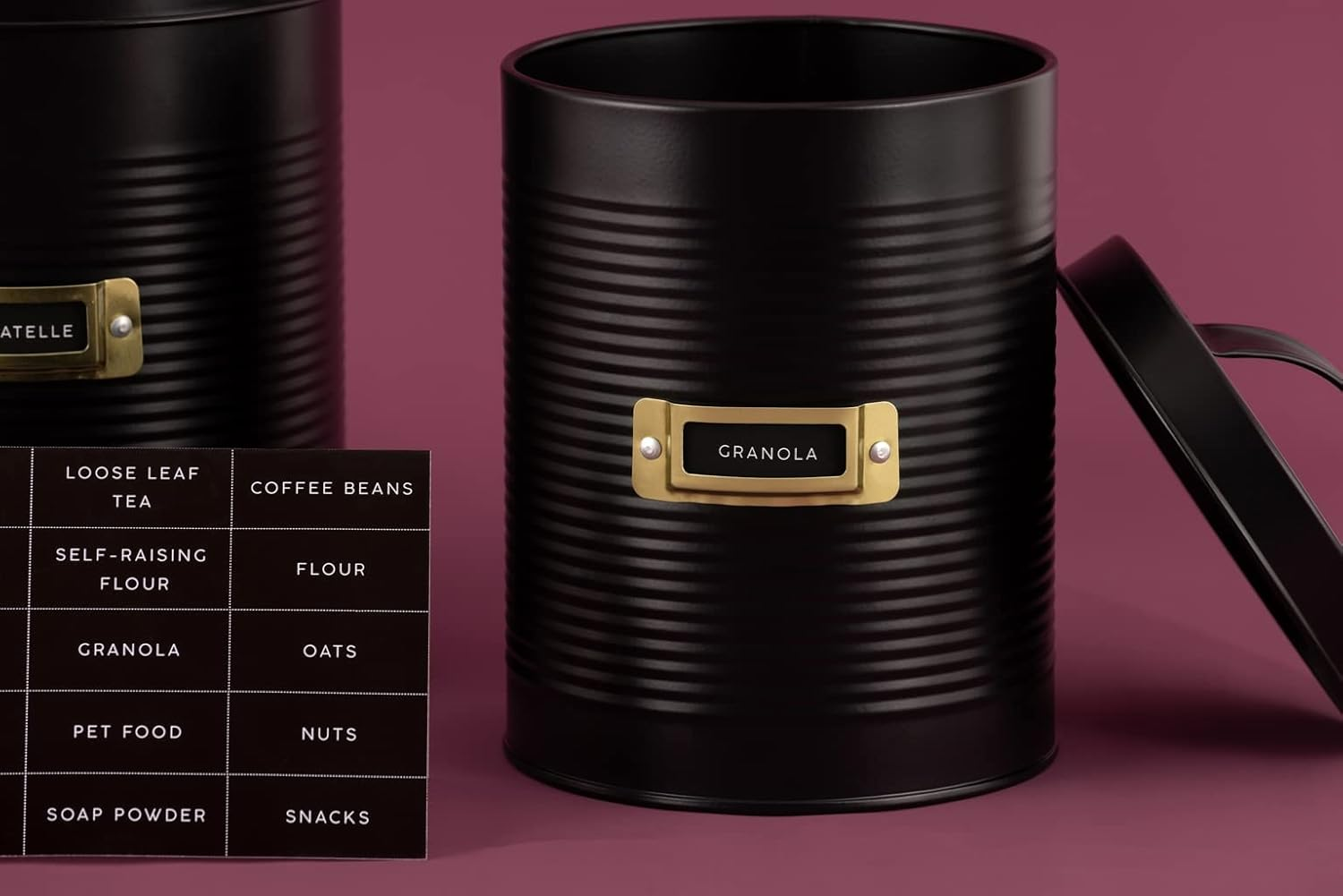 Typhoon Living Otto Storage Canisters 2-Piece Set, Black image number 1