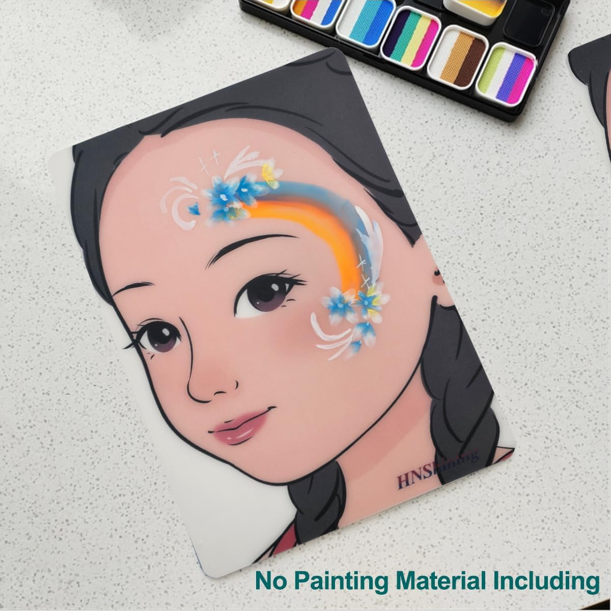 Face Painting Practice Board,Face Paint Board for Practise,Reusable Face Painting Exercise Template,Makeup Painting Tool (Girl) image number 3