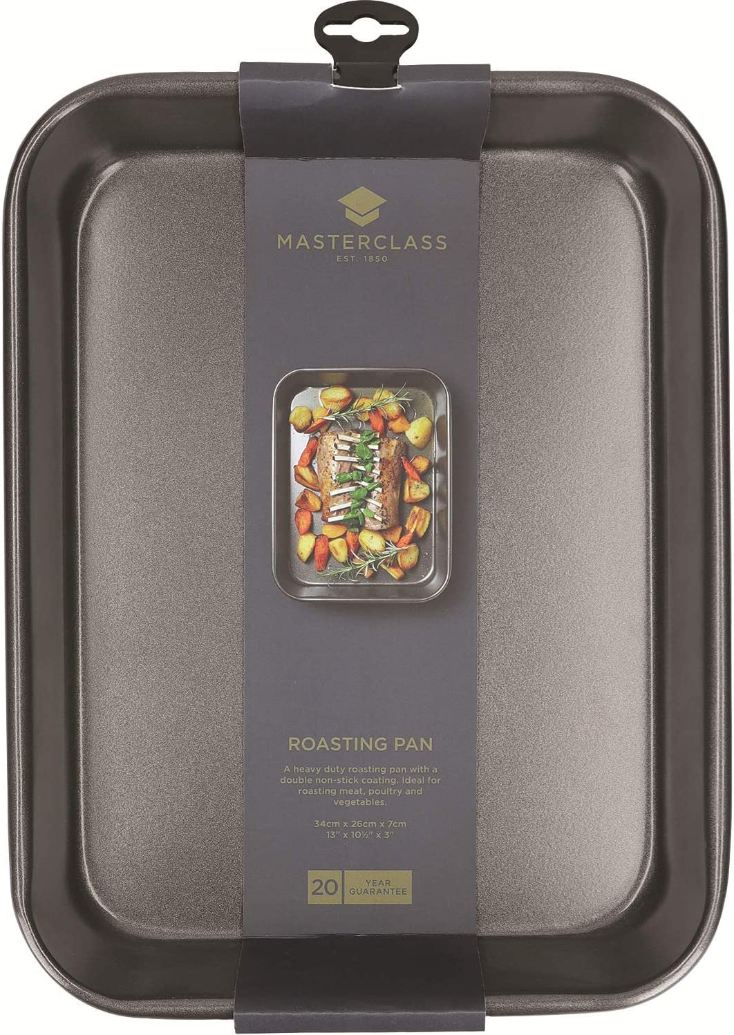 Masterclass KCMCHB2 Deep Roasting Tin, 34 X 26Cm Roaster with PFOA Non Stick, Robust 1Mm Carbon Steel, Grey image number 6