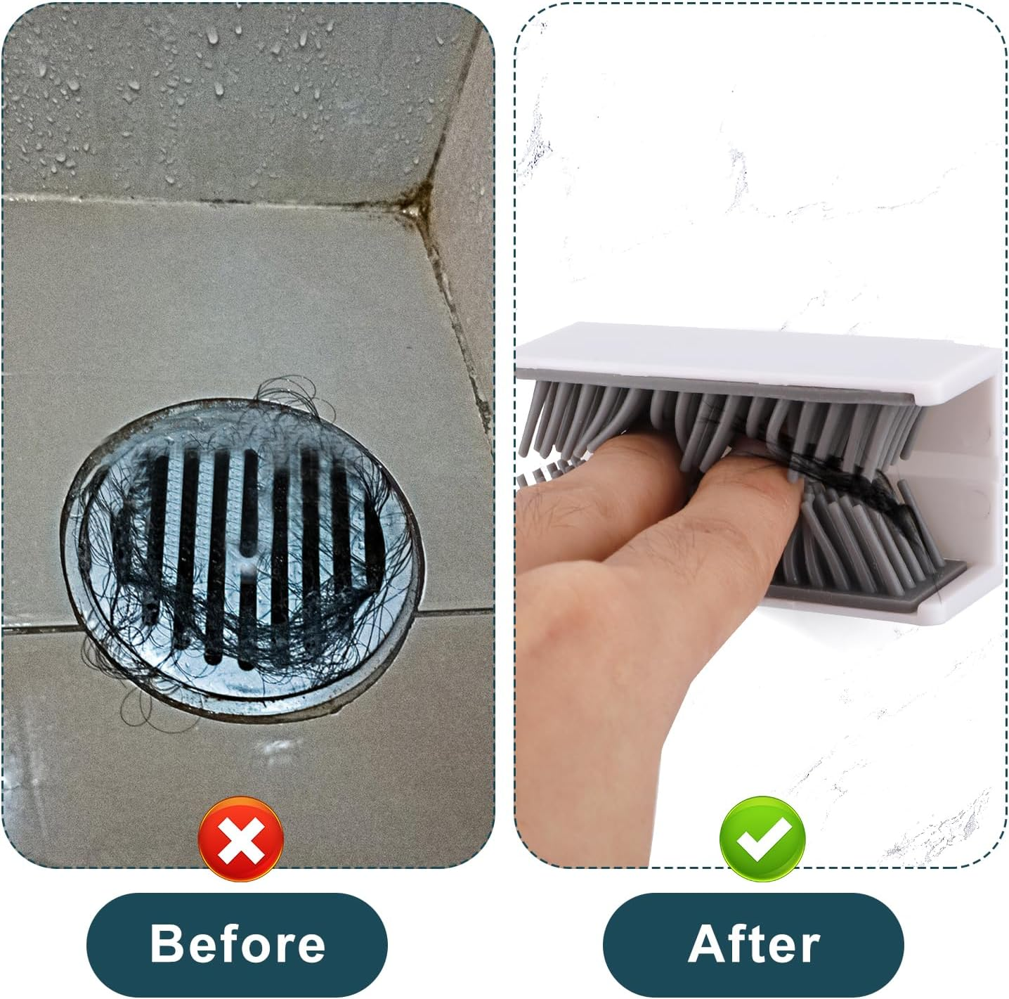 Shower Hair Catcher, Not Dirty Hands, Silicone Hair Collector, Wall Mounted Hair Catcher for Bath, Hair Trap for Wall (White) image number 3