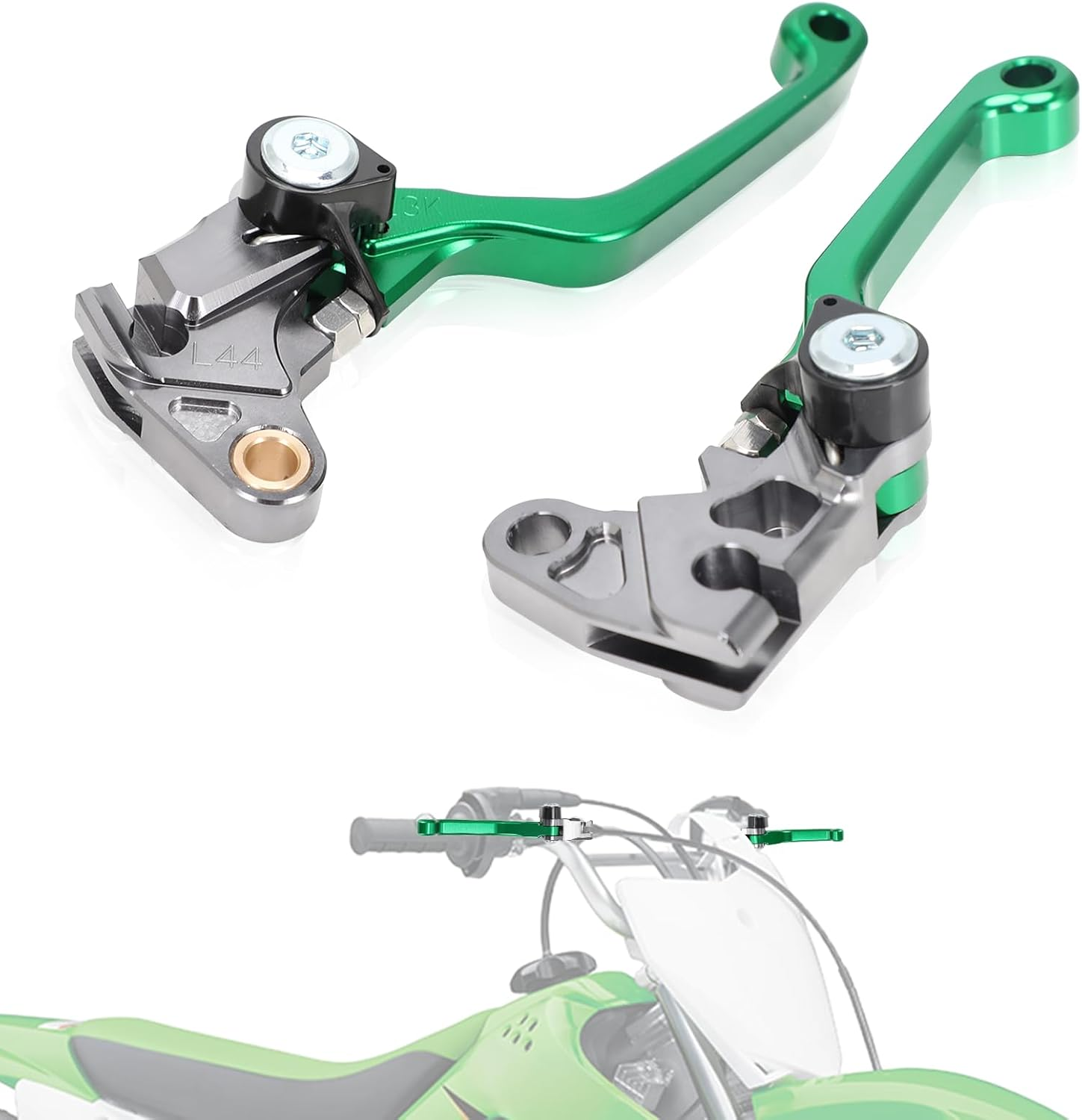 KLX110 KLX 110 Brake Clutch Lever for KLX110L 2010-2024 Dirt Pit Bike,Cnc Foldable Pivot,Collision Rebound,Green