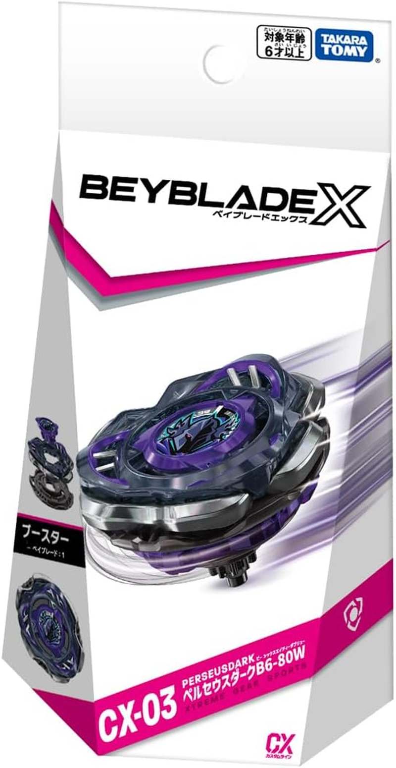 TAKARA TOMY Beyblade X CX-03 Booster Perseus Dark B6-80W Metal Purple Spinning Top image number 1