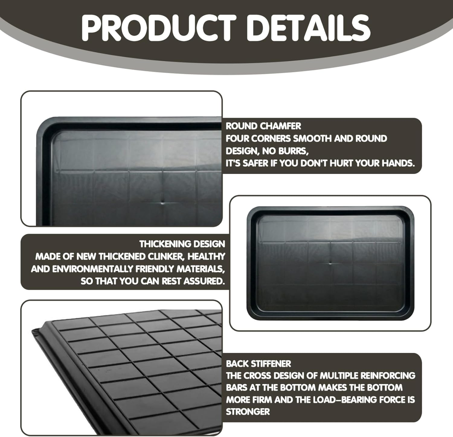 Huraoerrrr Black Plastic Dog Crate Tray, 23.03 X 16.26 X 1.18 Inch, Replacement Pan for Dog Cages, Kennels, Crates, Indoor Use image number 5