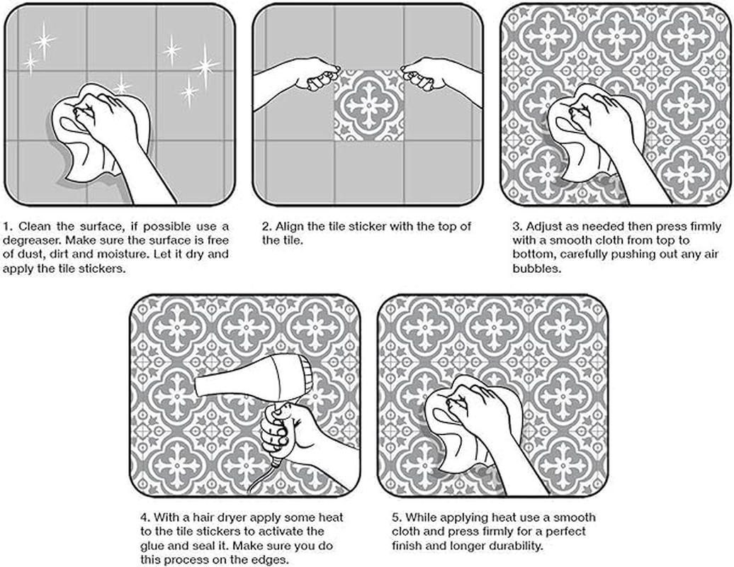 Tile Stickers, 24PCS Retro Decorative Peel and Stick Moroccan Self Adhesive Tile, Waterproof Oil-Proof Kitchen Backsplash Stickers for Bathroom (Type 3, 20 X 20Cm)