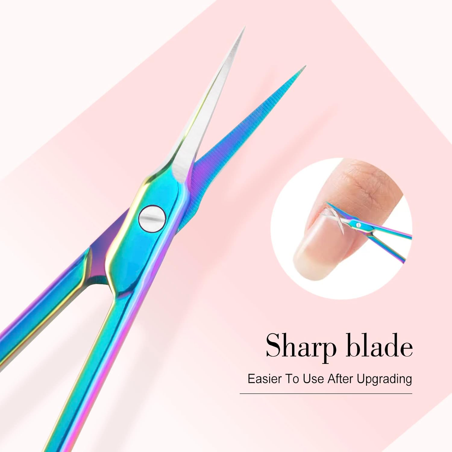 BNG Cuticle Scissors Professional Upgrated Curved Cuticle Nail Scissors for Women Men, Stainless Steel Cuticle Nipper Nails Remover Scissors, Pedicure Manicure Nail Art Tool (Purple) - Gold image number 2