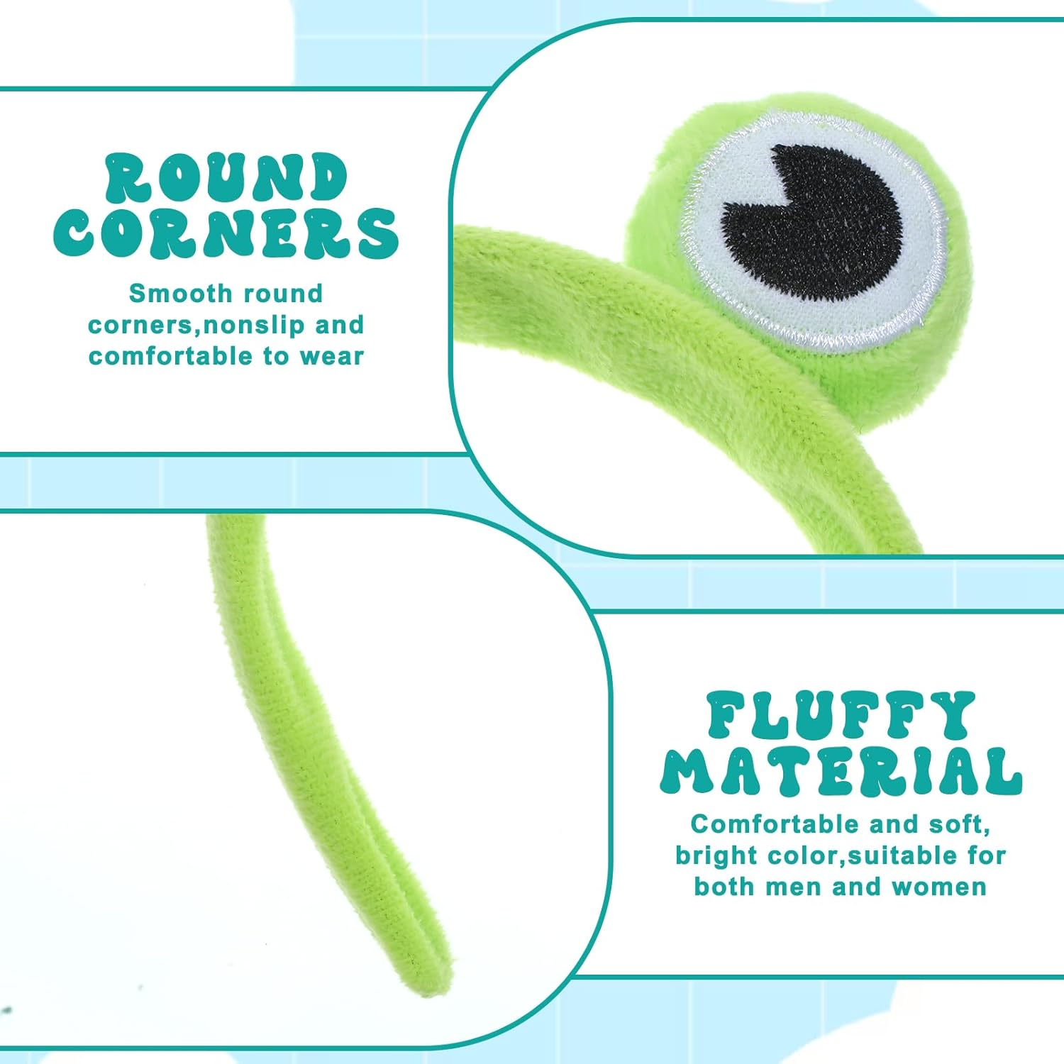 5 Piece Spa Headband Face Makeup Snail Cartoon Cute Hair Accessories Green Frog Eye Elastic Headband Skin Care Headband for Women Face Wash Skin Care Funny Gift image number 2