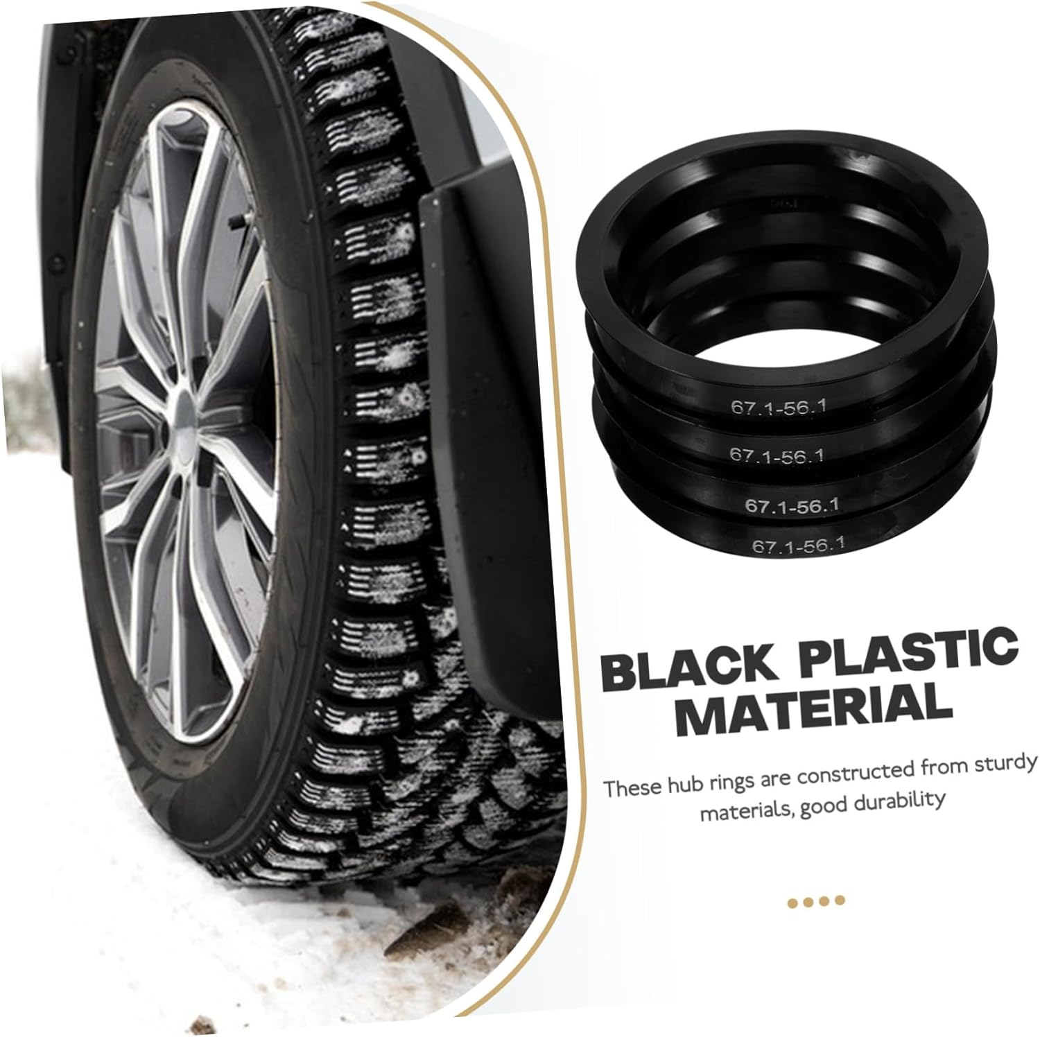 GANAZONO 4Pcs Car Wheel Hub Rings Hub Centric Rings 67.1-56.1Mm Plastic Center Bore Adapter for Automotive Wheel Accessories Car Exterior Decoration