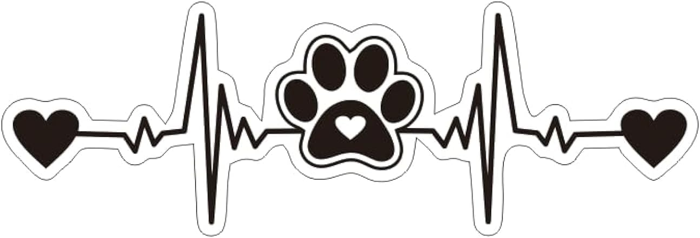 MAKTEM Paw Print Silhouette Heartbeat Car Sticker, Warning Dog on Board Decal, Dog on Board for Pet Lovers, Animal Lover, Paws on Board (Black)