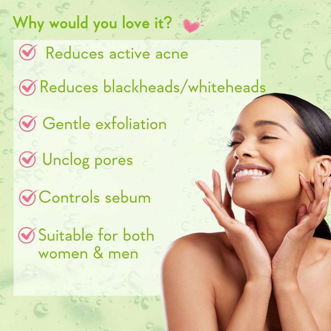 Wishcare 2% Salicylic Acid Face Wash with AHA, Greentea, Chamomile & Teatree - for Oil & Acne Control image number 3