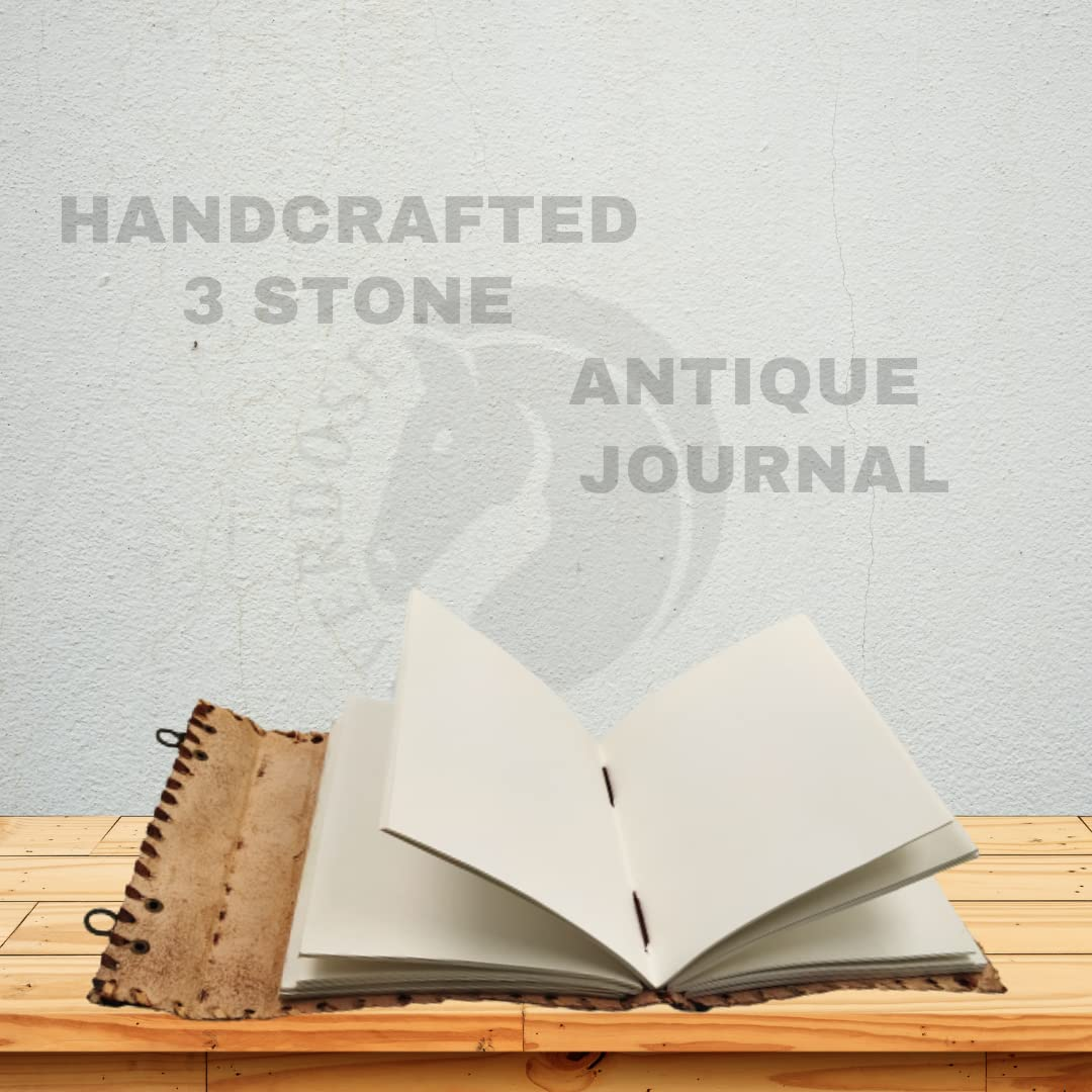 OVERDOSE 3 Stone Brown Leather Journal Diary | Handmade Antique Stone Diary Sketchbook Drawing Notebook - Size 5 X 7 Inches | 12 X 17 Cm | A6