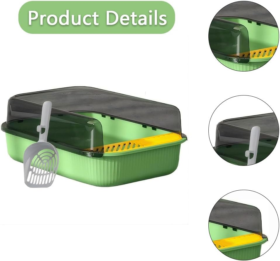 Open Top Cat Litter Box, Anti-Splashing Large Cat Litter Pan, Semi-Closed Removable Cat Cleaning Basin Kitten Toilet with Litter Sifting Scoop and Sides for Small & Medium Size Pets image number 1
