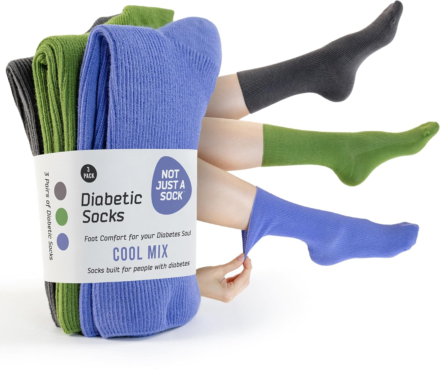 Not Just a Sock Diabetic Socks for Men and Women - One Size Fits All - Seamless and Loose-Top Non-Binding Socks for Improved Circulation - Copper Infused