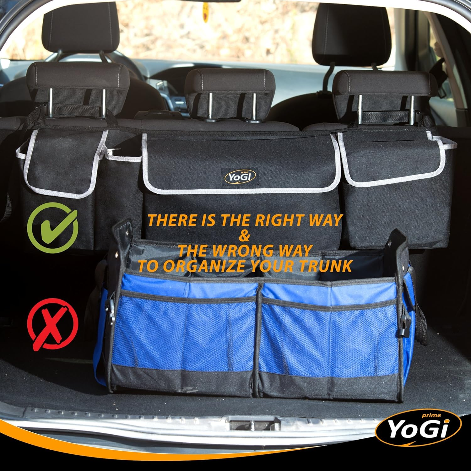 Car Trunk Organizer and Storage, Backseat Hanging Organizer for SUV, Truck, MPV, Waterproof, Collapsible Cargo Storage Bag with 4 Pockets, Car Interior Accessories for Men &Women, Free Trunk Floor image number 4