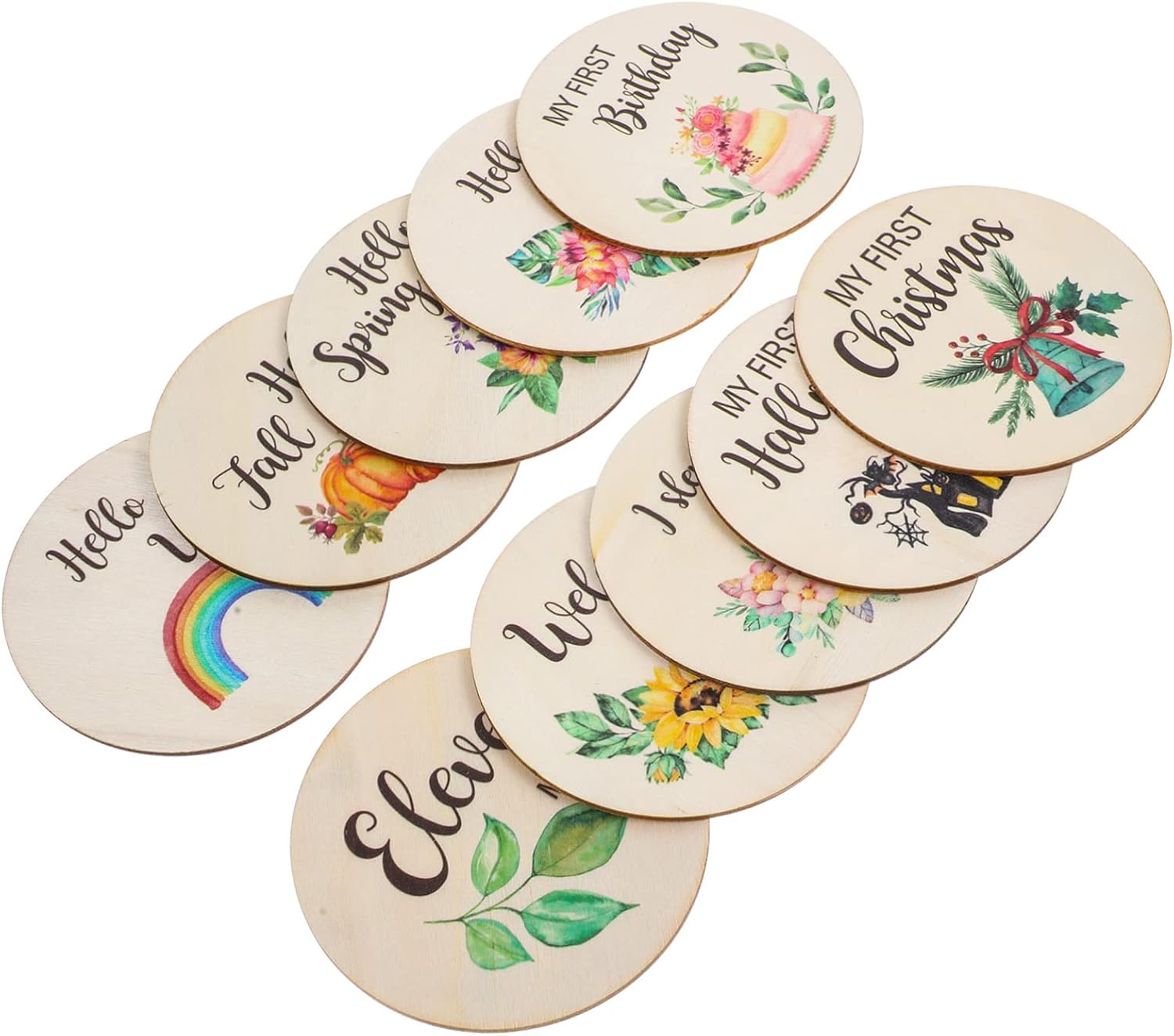 10Pcs Cards Double-Sided round Growth Discs for Newborn Photography Keepsakes for Monthly and Social Media Sharing