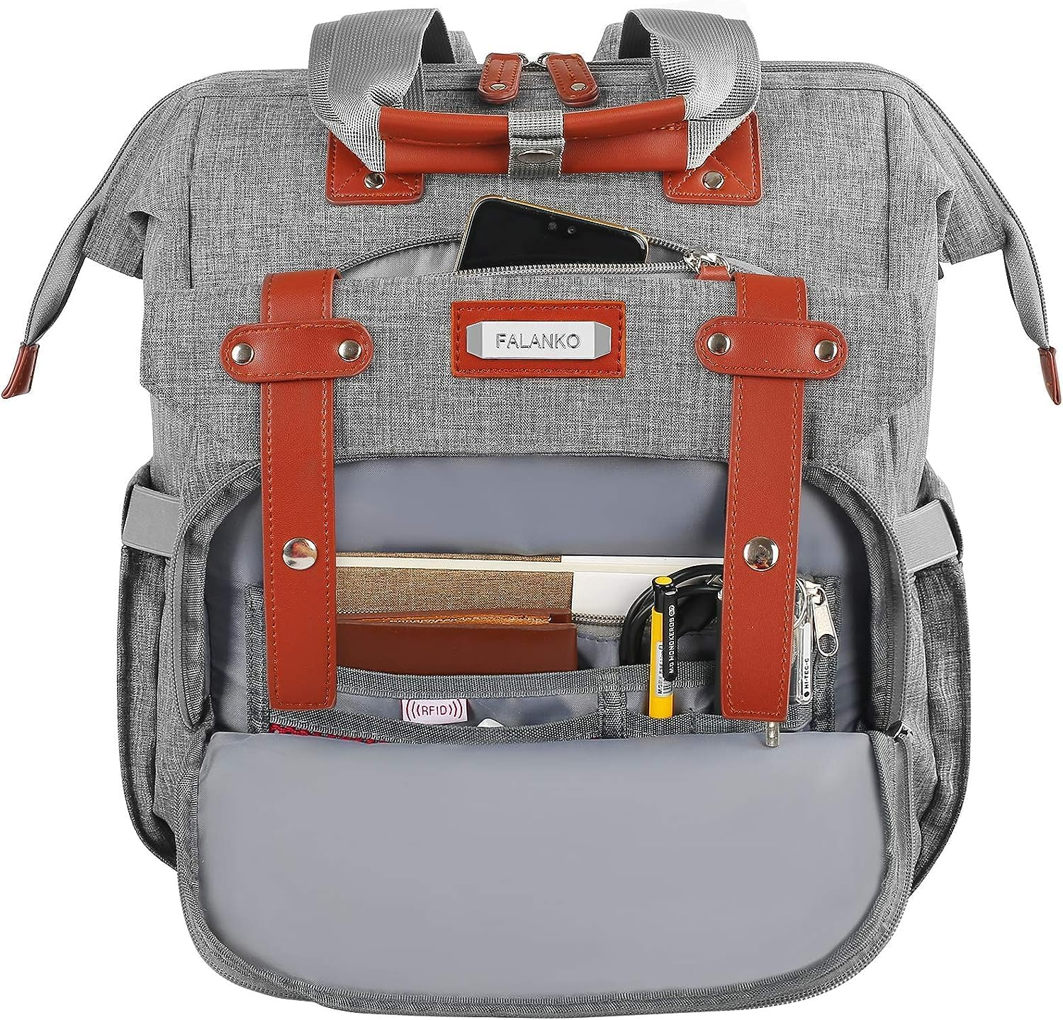 Laptop Backpack for Women, RFID anti Theft Backpacks with USB Charging Port, Water Resistant Wide Top Open Work Teacher College Travel Computer Bag for Woman Fits 15.6,17.3 Inch Laptop