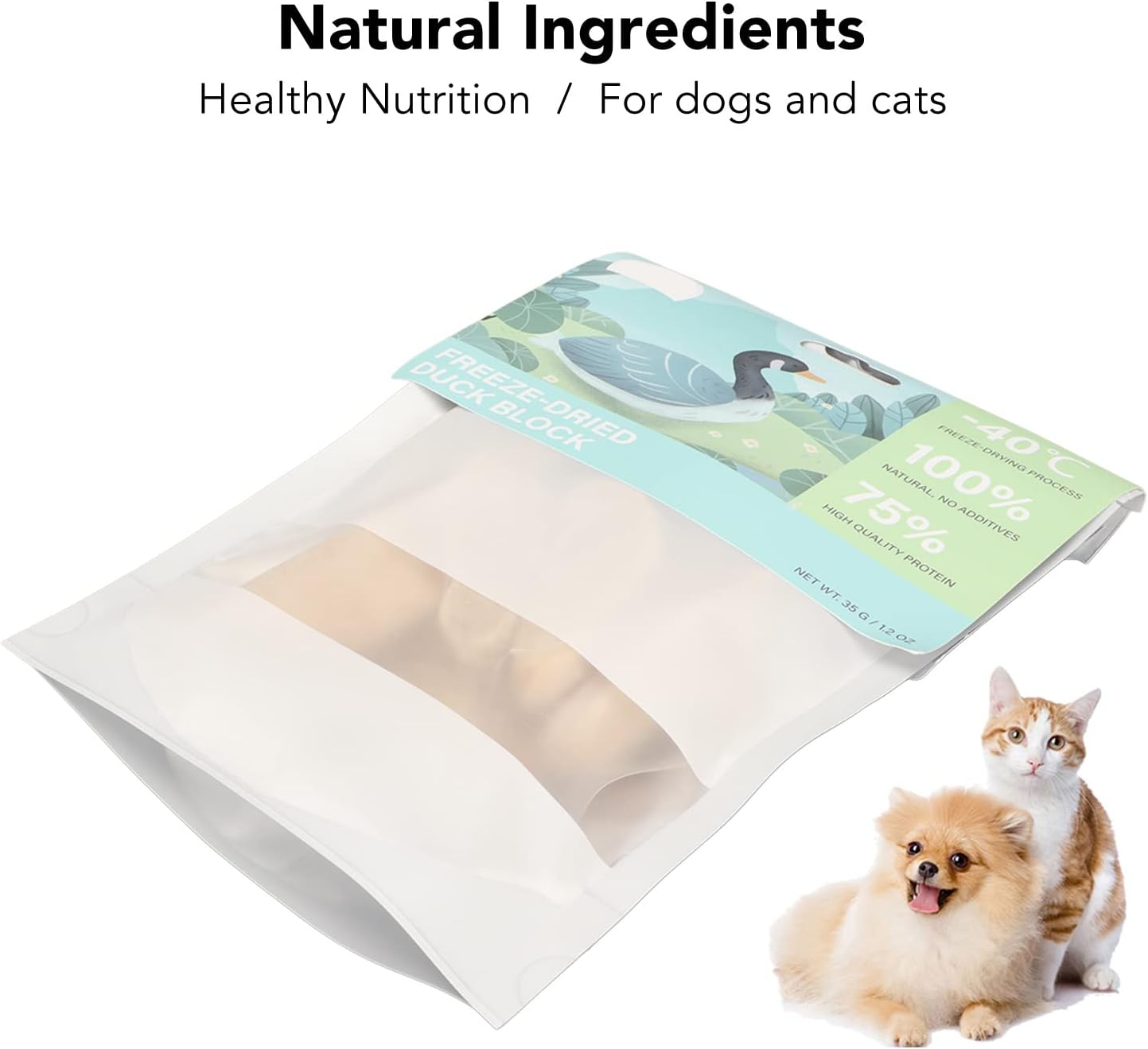 Dogs Freeze Dried Snacks, Freeze Dried Duck Pieces High Protein Healthy Freeze Dried Meat Treat, Pet Munchies Dog Food Nutritious Easy Digestion for Dogs Cats 1.2Oz image number 2