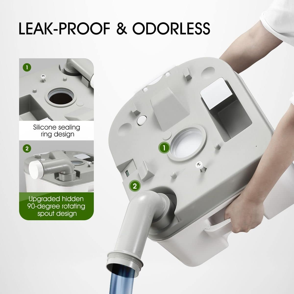 OGL 24L Outdoor Portable Toilet Camping Travel Caravan Fishing Mobile Porta Potty Double Flush 46X38X44Cm image number 4