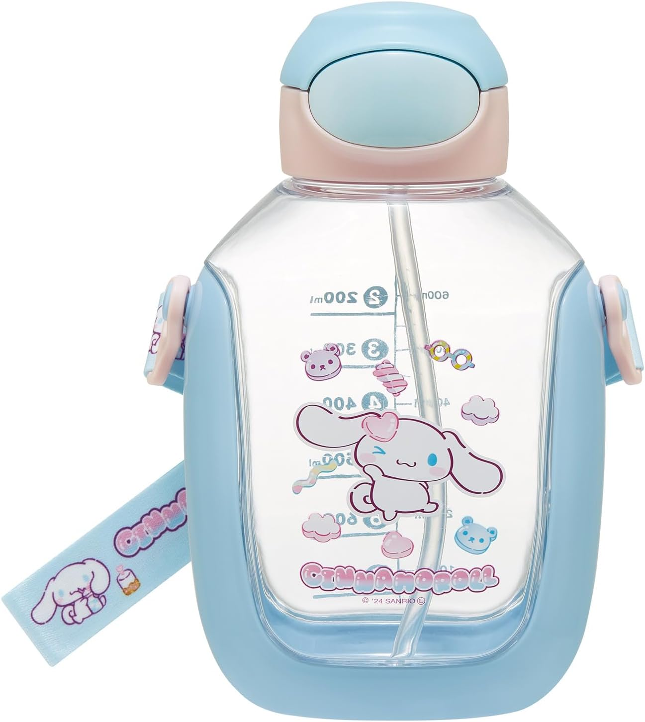 Skater PDSH8DX One Push Straw Bottle with Shoulder Belt, 27.5 Fl Oz (780 Ml), Sanrio Cinnamoroll, Mashugummy image number 4