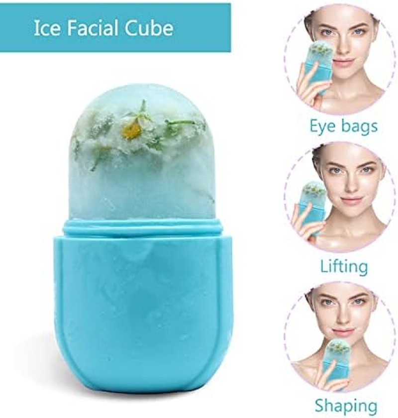 Ice Roller for Face and Eye - Facial Beauty Skin Care Tool, Gua Sha Massage, Silicone Ice Mold (Blue) - Black image number 6
