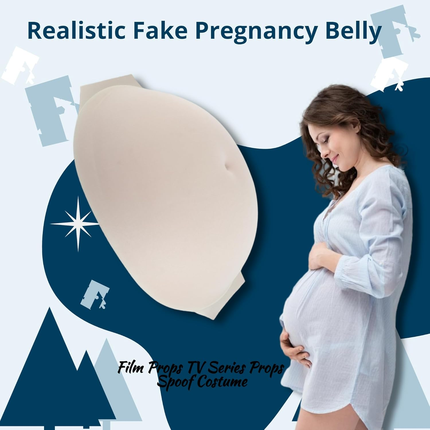Fake Belly Rectangular Breathable Lightweight Artificial Pregnant Tummy for Props Costumes Cosplay image number 3