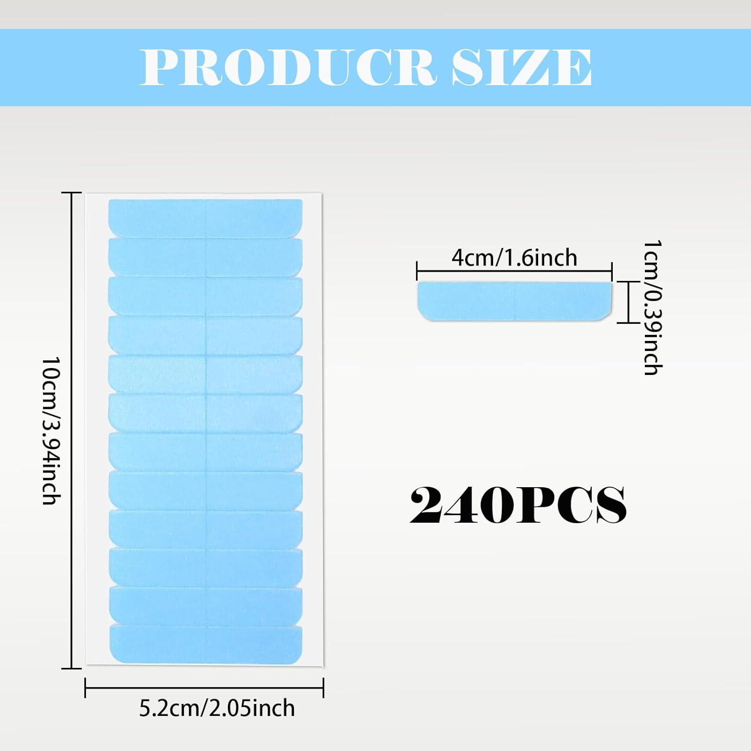 Hair Extension Tape, 240 Pcs Hair Extension Tapes, Strip in Hair Extensions Double Sided Adhesive for Replacement, Professional Strong No-Residue Bonding Strips, Wigs Supplies (4Cm X 0.8Cm) image number 4