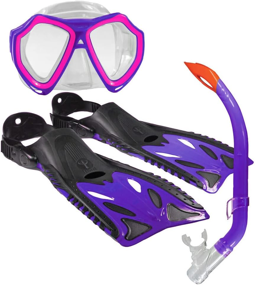 Land & Sea 3-10Y Nipper Sea Water Snorkel Set Junior Violet Flipper/Glasses/Fin