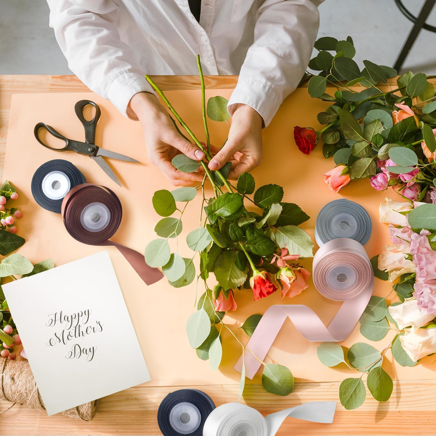 Black and White Satin Ribbon 1 Inch Wide Assorted Solid Color Double Faced Satin Ribbon for Wedding Flower Bouquet Wrapping Gift Wrapping Hair Bows Crafts image number 2