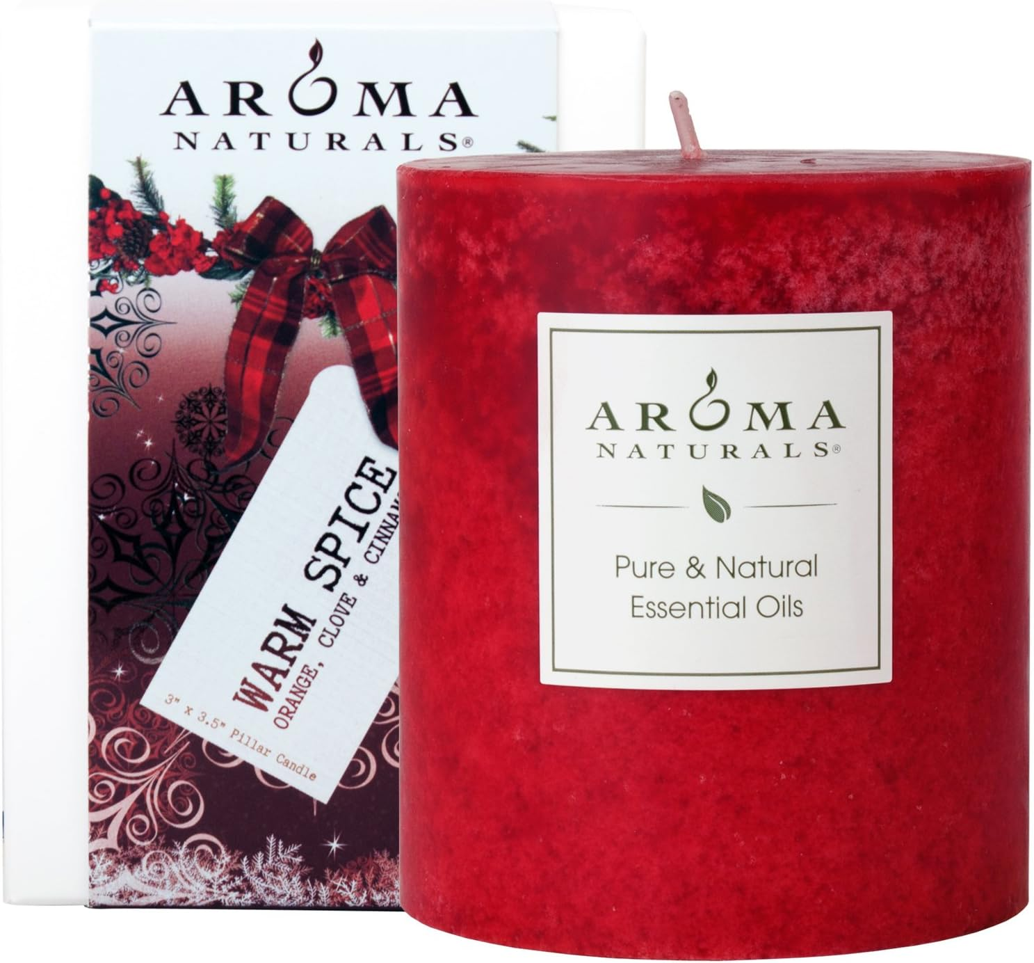 Aroma Naturals Holiday Essential Oil Pillar Candle, Fresh Forest, Juniper, Spruce and Basil, 2.5 Inch X 4 Inch