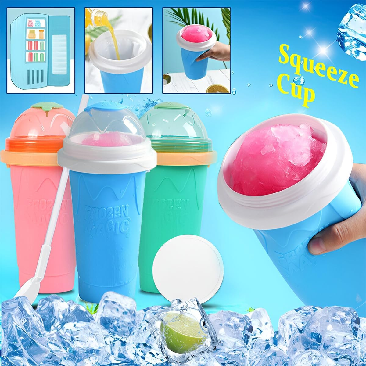 AIMALL Magic Quick Freeze Slushie Cup - Versatile Squeeze Milkshake & Ice Cream Maker for Refreshing Treats 4.1 X 8.3 Inches image number 1