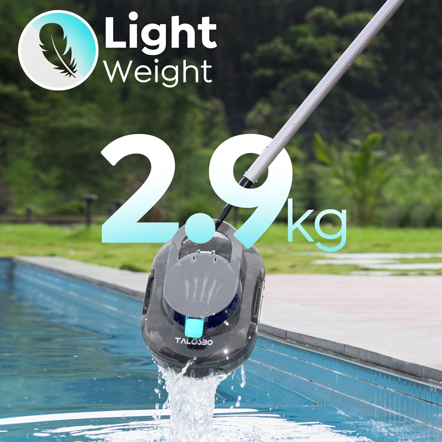 (2025 New) TALOSBO Pleco S1 Cordless Pool Vacuum with 75-80Mins Runtime, Robotic Pool Cleaner for above Ground Flat-Bottomed Pools up to 60㎡, Lightweight, 2.5H Fast Charging, Auto-Parking image number 5
