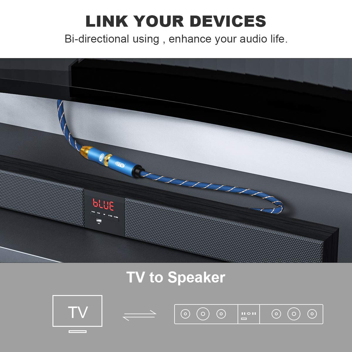 EMK RCA Extension Cable, Coaxial Audio Cable Male to Female Gold Plated Rca/Phono Subwoofer Stereo Cables for Hi-Fi Home Theater, TV, Amplifier, Speaker (3Ft/1M, Blue) image number 1