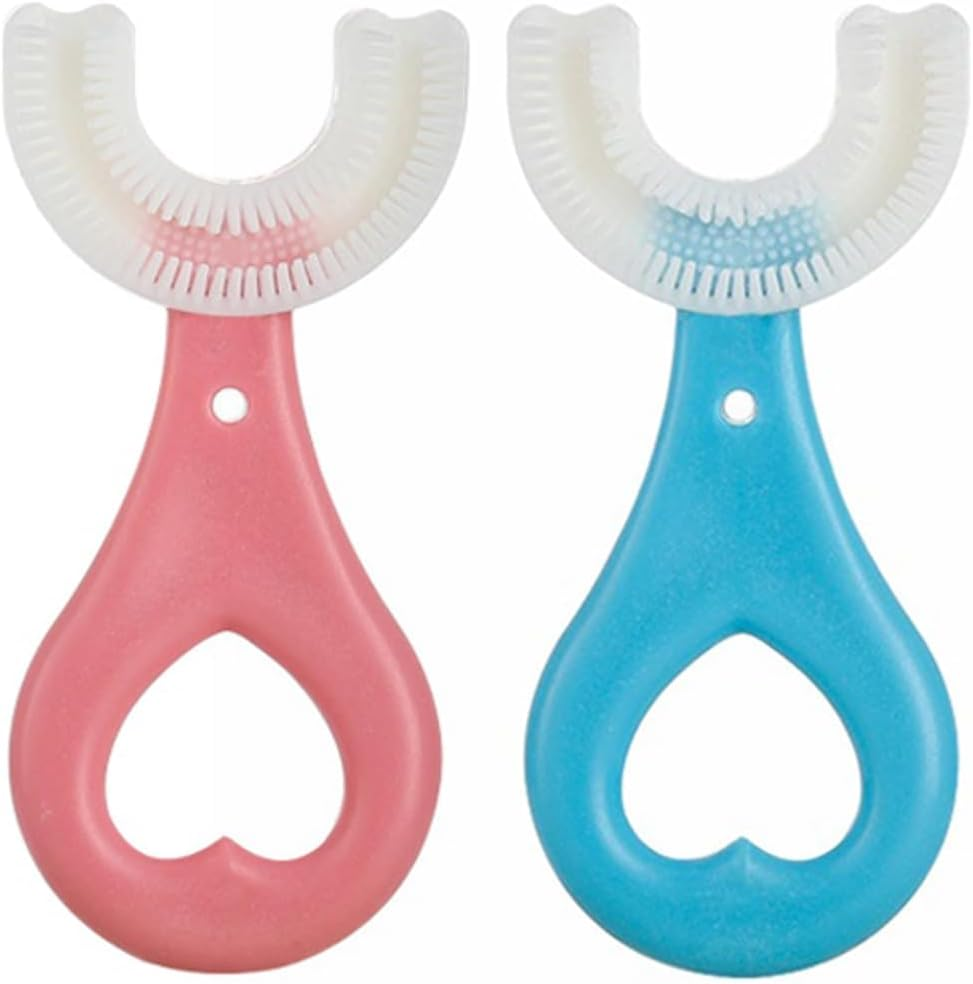 All Rounded Children U Shape Toothbrush for Children Aged 2-6 Years Old (Blue)