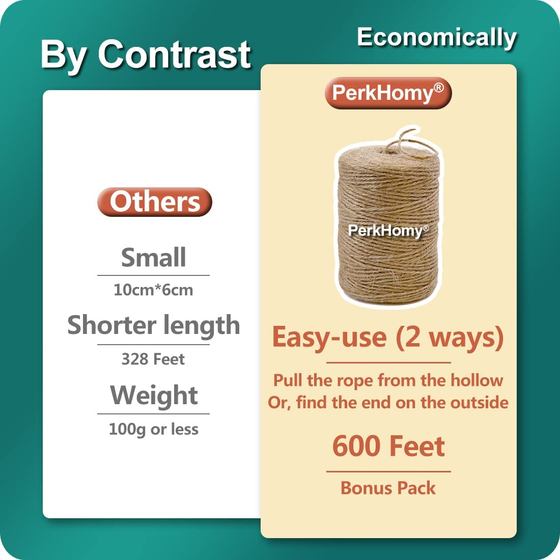 Perkhomy Natural Jute Twine 600 Feet Long Twine String for Crafts Gift Wrapping Packing Gardening Wedding Decor (Brown 2Mm * 600Feet) (600) image number 5