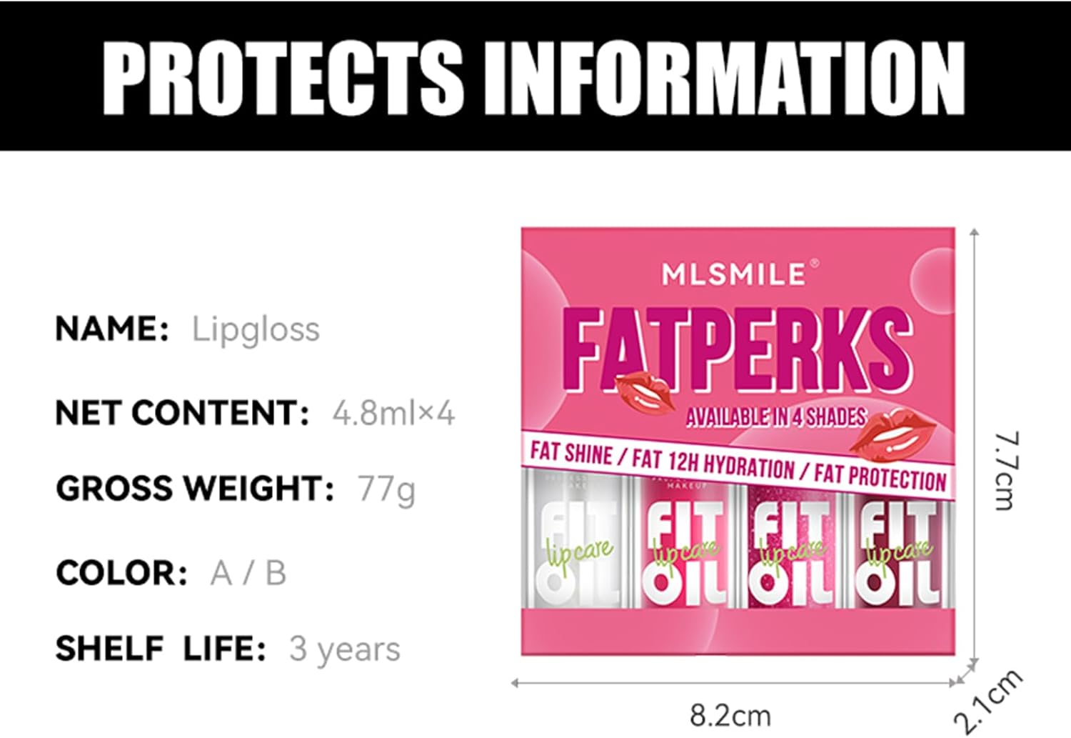 Volksrose 4Pcs Lip Gloss Oil Set, Hydrating Lip Glow Oil, Flavored Lip Gloss Packs, Fruit Lipgloss Tinted Lipoil Set for Women Girls Teens, Lip Balm for Dry Lips Nourishing, A - B image number 5