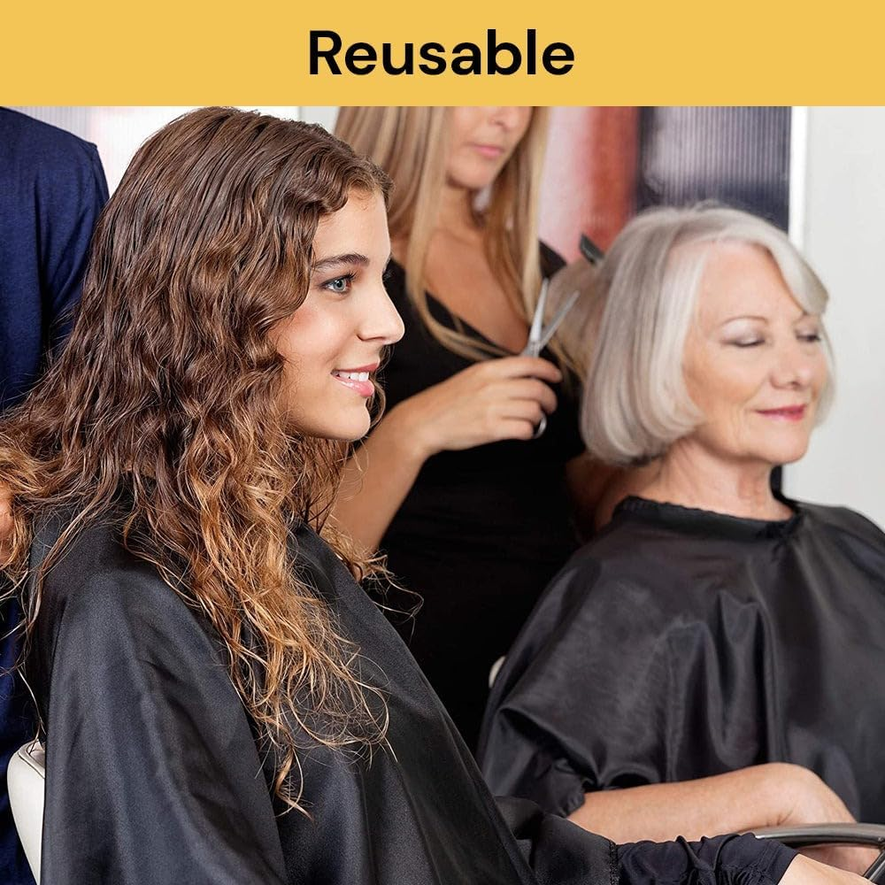 Spendeal Professional Salon Barber Cape for Men Women - Hairdressing Capes Waterproof Hair Cutting Cape with Adjustable Snap Closure, Salon Equipment for Hair Stylist and Home Use 128 * 84 Cm, Black