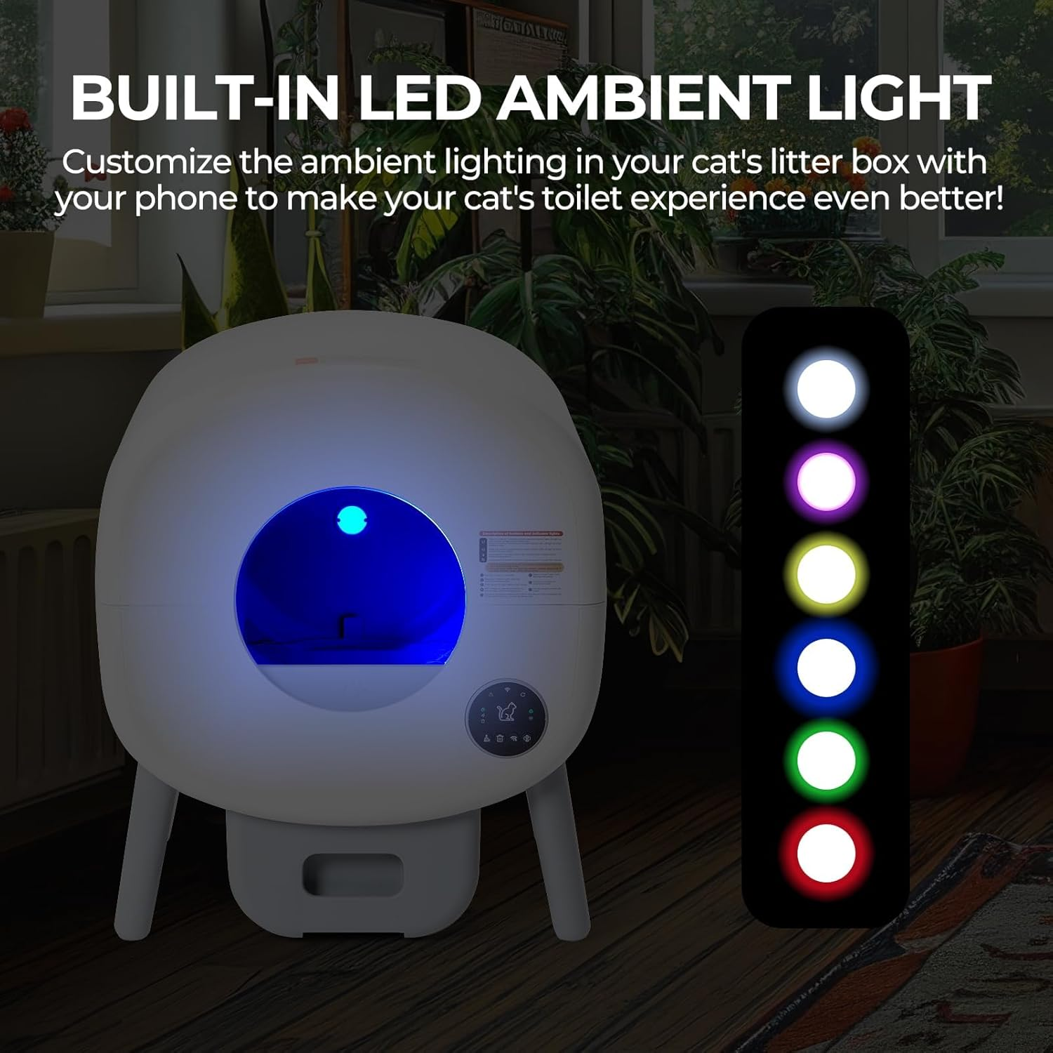 Pro Self Cleaning Litter Box - Automatic Cat Litter Box, 76L Interior & 13L Rubbish Bin, APP Control/Safety Protection/Efficient Cleaning/Odor Lock Design/Quiet Operation with 2 Trash Bags and Mat image number 1