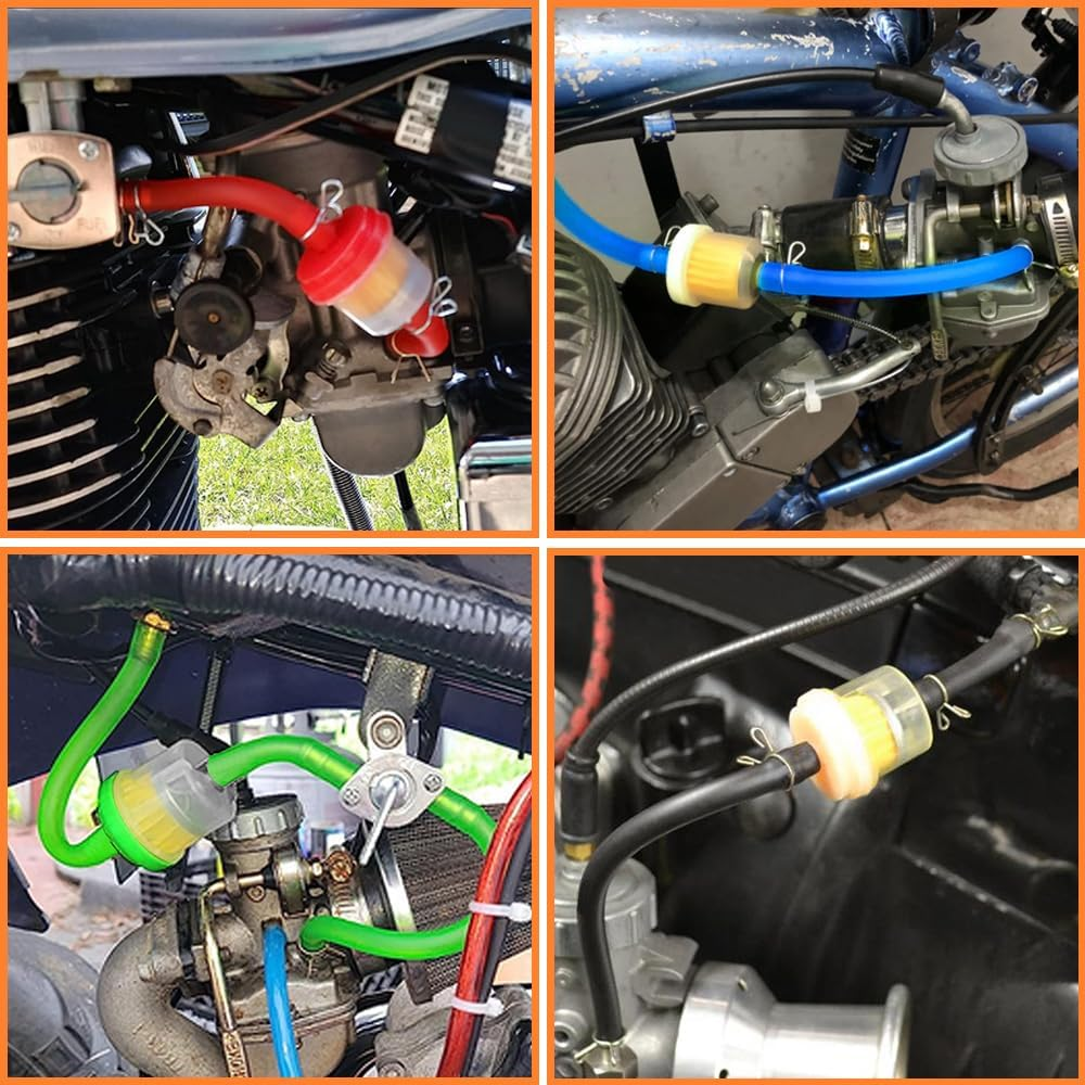 HOLATO Gas Fuel Line Hose Clamps Fuel Filters with Inline Shut off Valve Petcock Set for 50Cc 70Cc 90Cc 110Cc 125Cc 150Cc Taotao Coolster Apollo Baja ATV Four Wheeler Dirt Pit Bike (GREEN) - Blue image number 2