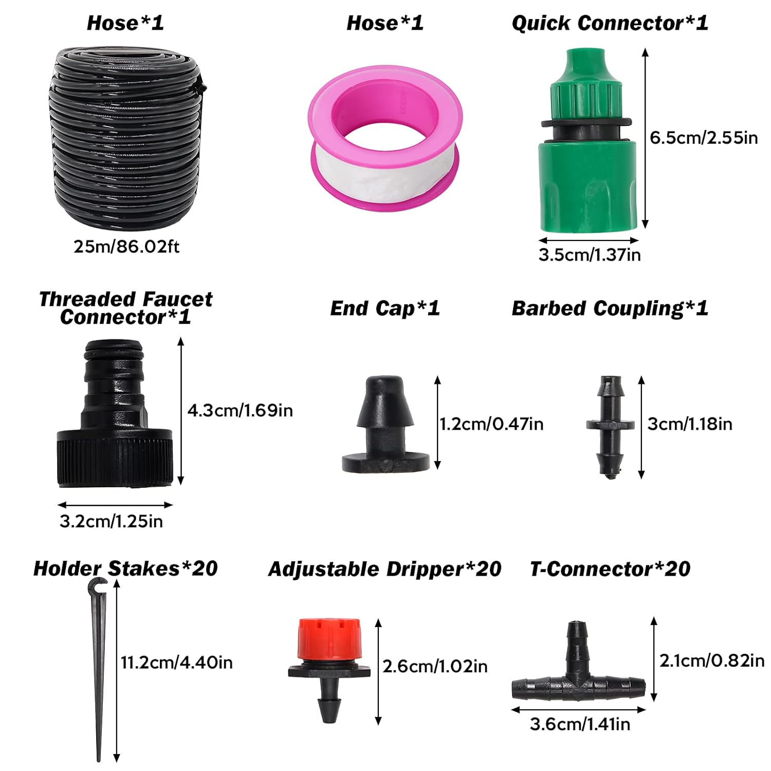 Drip Irrigation Kit Valuehall 66Pcs Distribution Tubing Hose Suit 82Ft/25M Garden Drip Irrigation System Adjustable Automatic Micro Irrigation Kits DIY Patio Plant Self Watering Kit for Garden V7H06